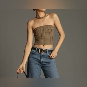 Anthropologie Pilcro Brown Corset Strapless Tube Top Sweater